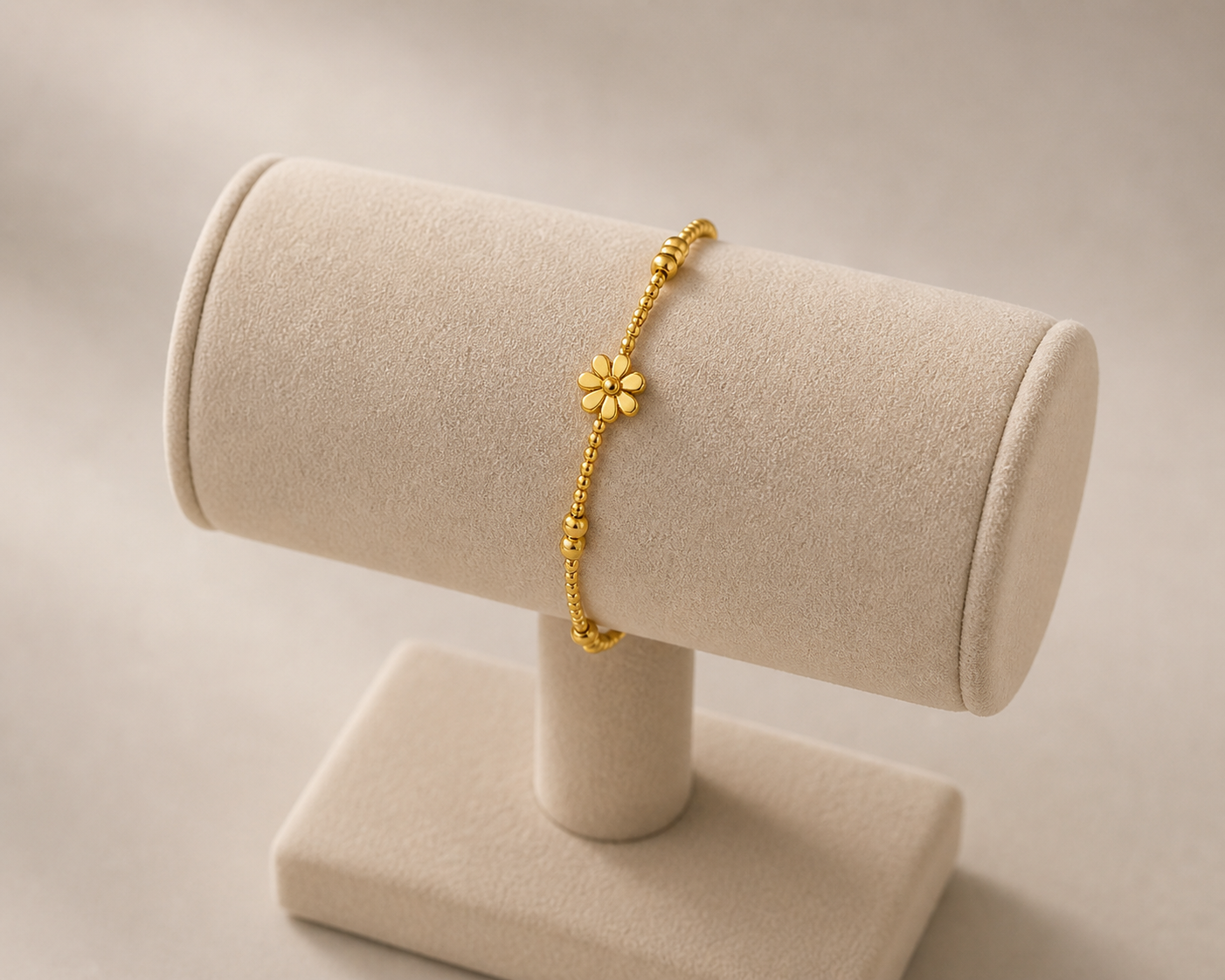 Bracelet Doré Perles & Fleur