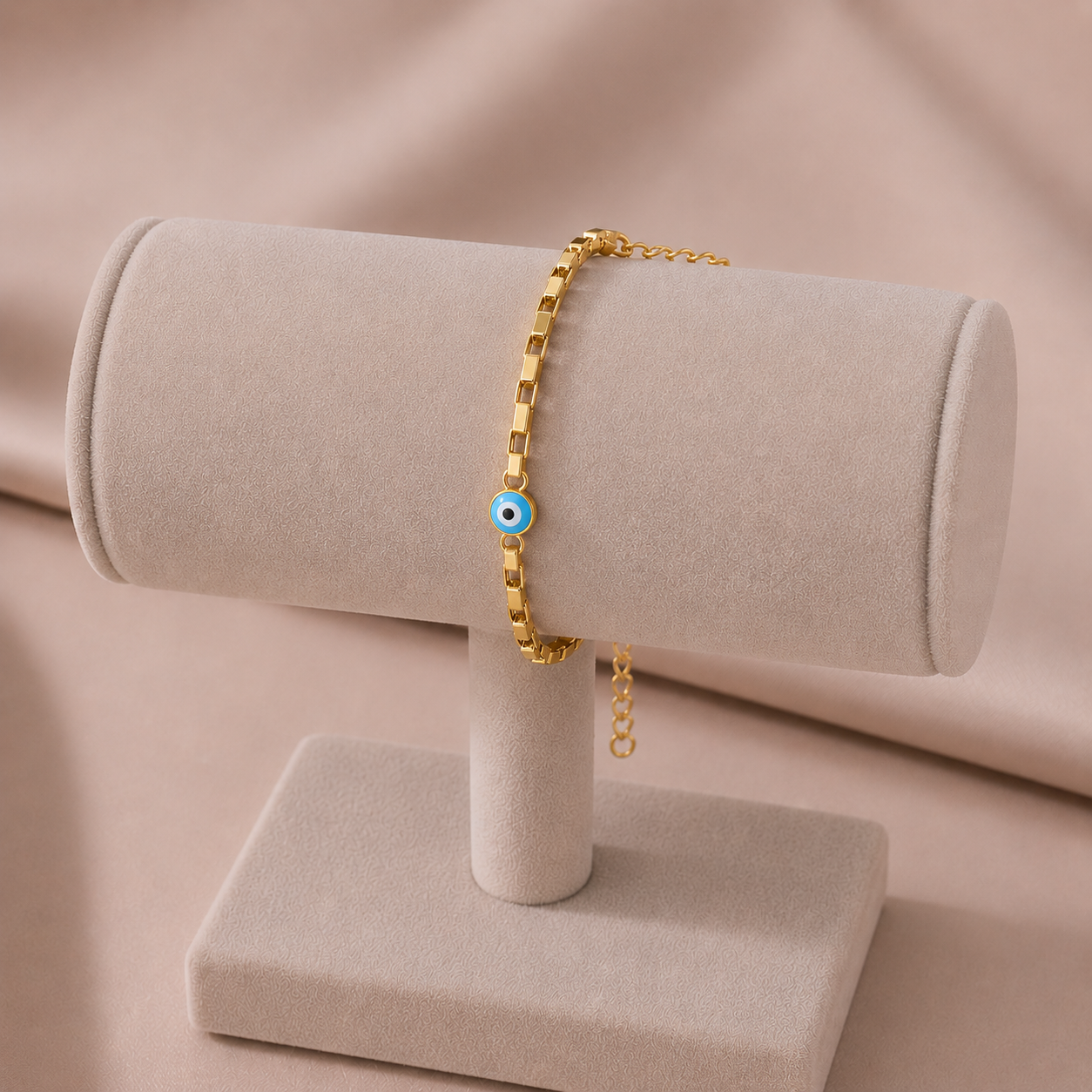 Bracelet de Cheville Œil Bleu – Chaîne Dorée Acier Inoxydable
